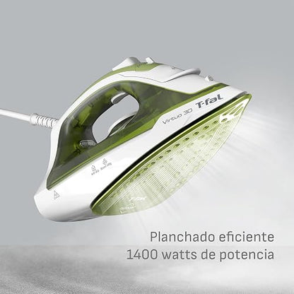 T-fal Plancha de Vapor Virtuo 30 Forest FV2C44U0 | Suela de cerámica para fácil deslizamiento, 1400 W de potencia, calentamiento rápido de 30 segundos