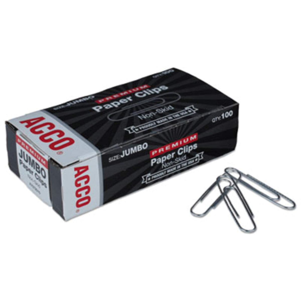 Clips de papel ACCO, Antideslizante (Premium), Plateado, 1 caja