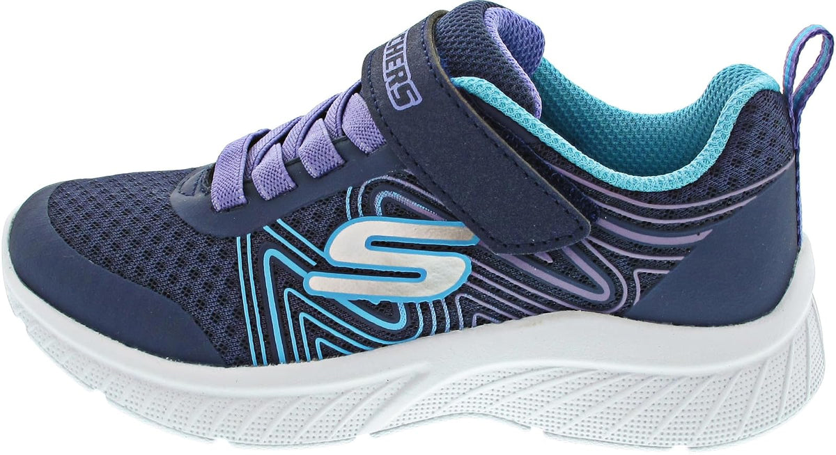 Skechers Microspec Plus Tenis con Cordón Elástico para Niña - Niños grandes (8 - 12 años) - 22.5 cm - Azul marino - Multicolor