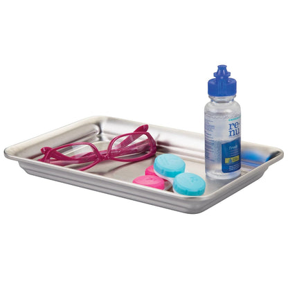 interDesign 02870 Countertop Guest Towel Tray, Bathroom Vanity Organizer, Brushed