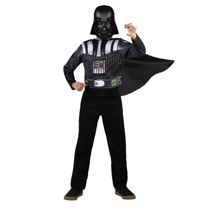 Star Wars Darth Vader - Juego de Caja de Pecho Muscular para jóvenes, Parte Superior Acolchada y Capa con máscara de plástico, Talla S (4-7) Multicolor