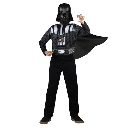 Star Wars Darth Vader - Juego de Caja de Pecho Muscular para jóvenes, Parte Superior Acolchada y Capa con máscara de plástico, Talla S (4-7) Multicolor