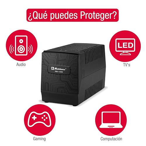 Koblenz Regulador Electrónico de Voltaje de 1350 VA / 700 W con 8 Contactos Regulados, con Luz LED, Supresor de Picos, Ideal para Televisiones y Computadoras, para Hogar y Oficina RB-1350