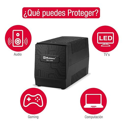 Koblenz Regulador Electrónico de Voltaje de 1350 VA / 700 W con 8 Contactos Regulados, con Luz LED, Supresor de Picos, Ideal para Televisiones y Computadoras, para Hogar y Oficina RB-1350