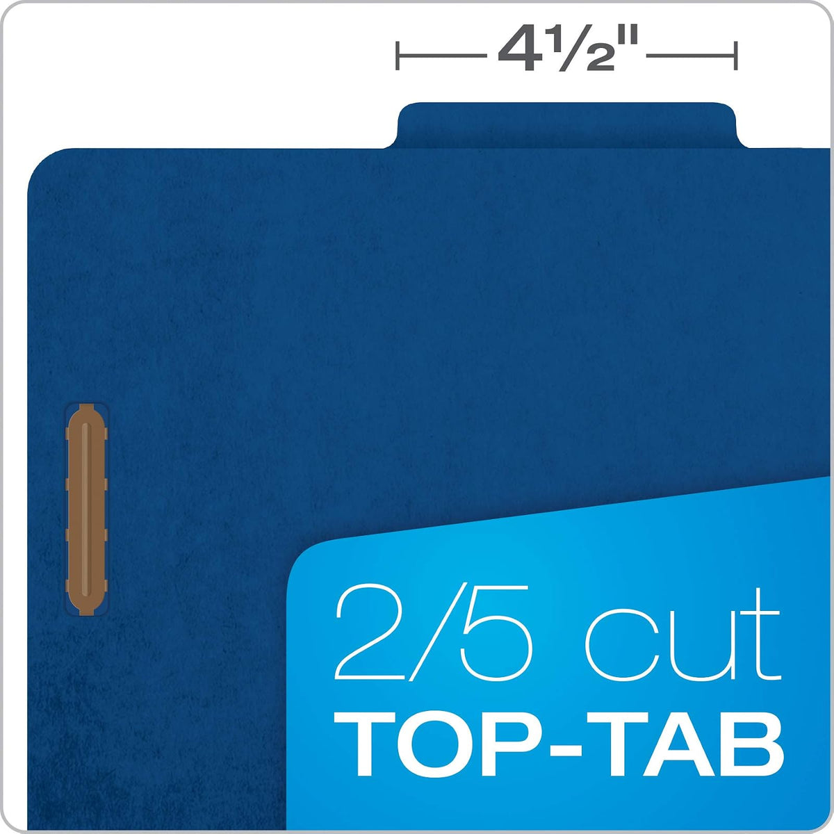 Pendaflex Classification Folders, 2 Dividers, 2" Fasteners, Letter, Dark Blue, 10/Box (24132P)