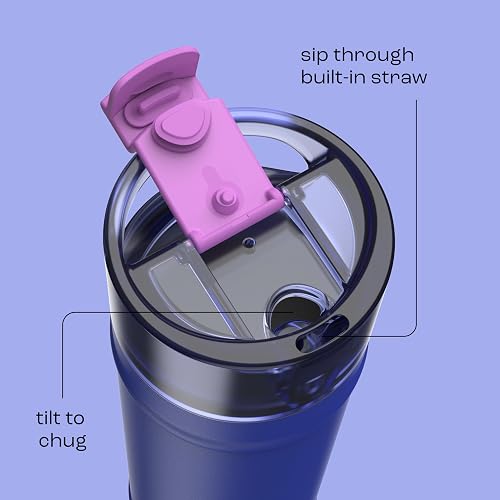 bubba - Botella de agua de acero inoxidable con aislamiento Dualsip de 24 onzas con popote, reutilizable, a prueba de fugas, ligera, apta para lavaplatos, sin plomo y sin BPA, energía oceánica
