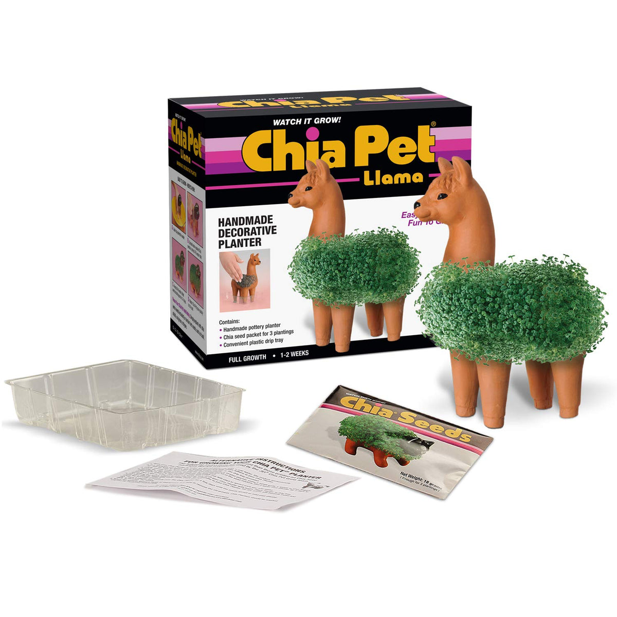 Chia - Llama para Mascotas con Paquete de Semillas, Maceta Decorativa de cerámica, fácil de Hacer y Divertido de Cultivar, Regalo novedoso, Perfecto para Cualquier ocasión