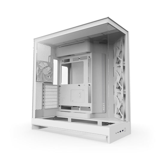 NZXT H9 Flow Gabinete ATX RGB Blanco con Paneles de Cristal - Non RGB Fans - H9 Flow (2025) - White