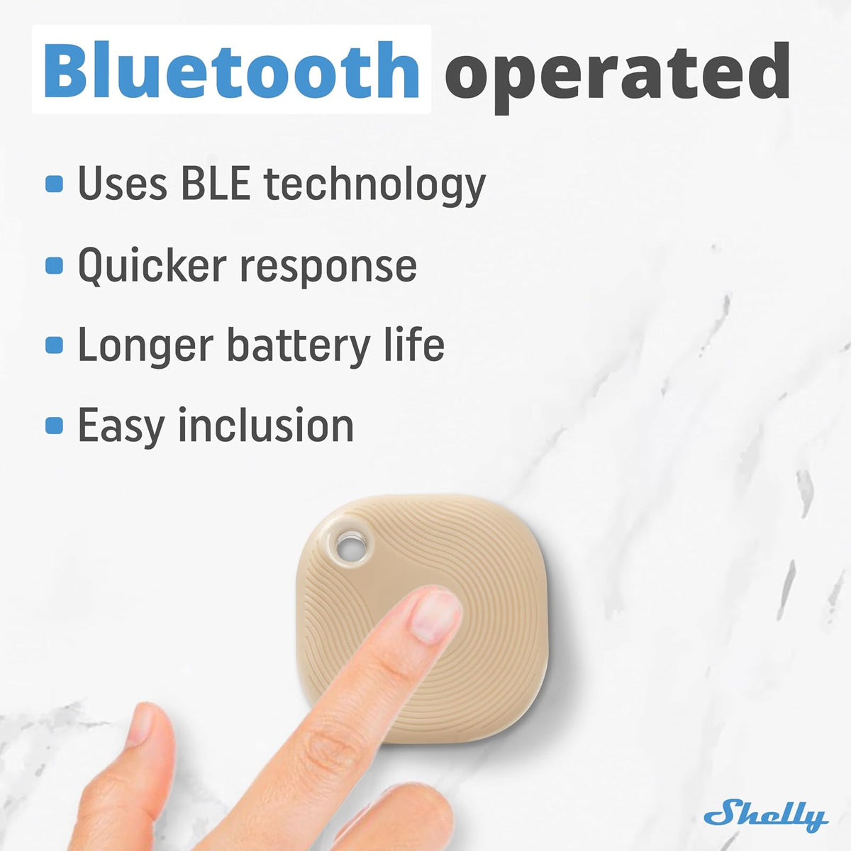 Shelly Blu Button Tough1 Moca - Botón inteligente controlado por Bluetooth, Atenuación, encendido y apagado de dispositivos y activación de escenas Domótica, Grado de IP54, Aplicación iOS Android