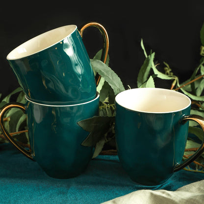 Stone Lain - Vajilla de porcelana de 16 piezas, servicio para 4, verde con ribete dorado
