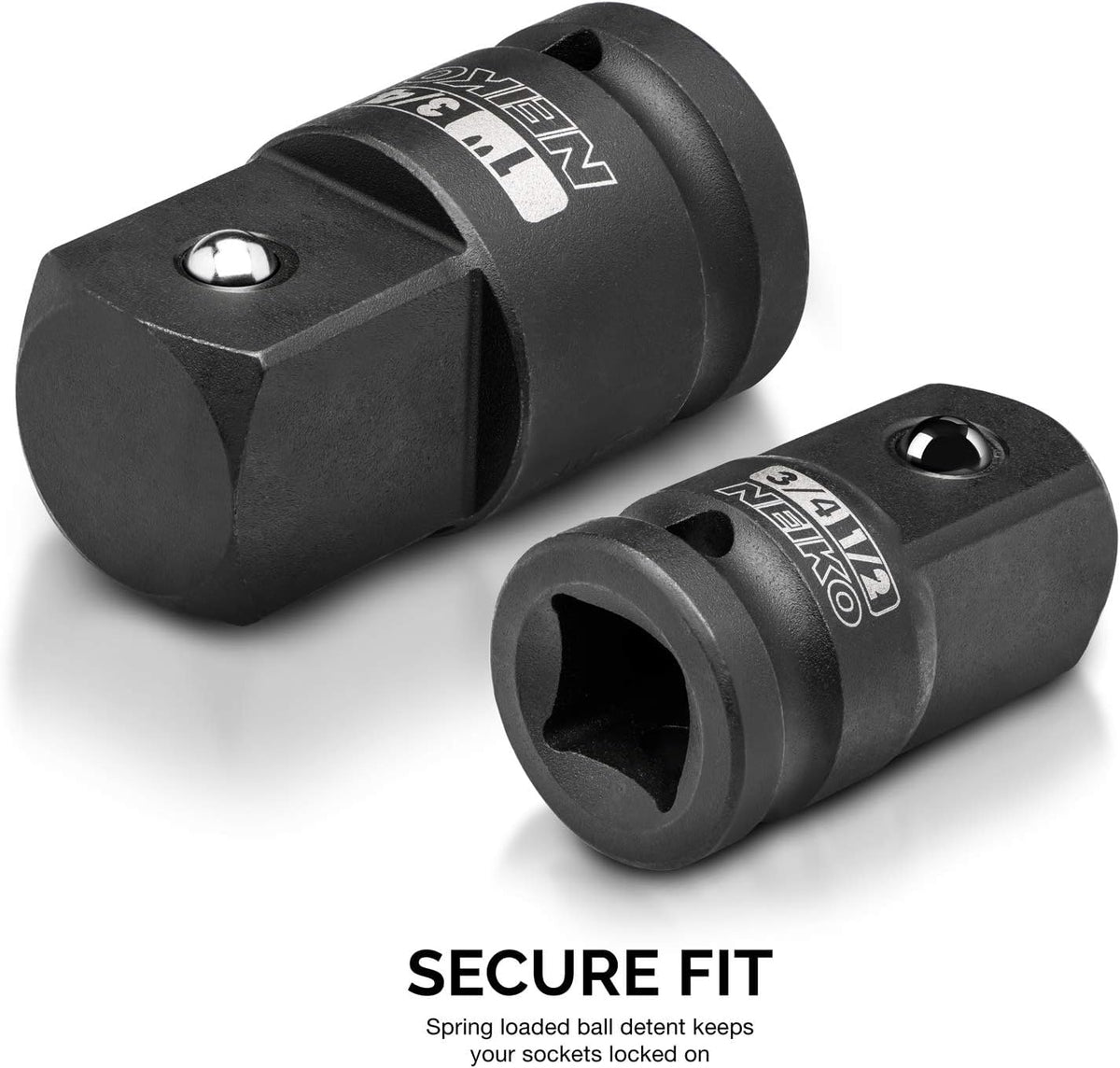 Neiko Adaptadores Reductores Impacto 30223A | 8 piezas, tamaños SAE estándar, acero Cr-V, detente de bola, square drive