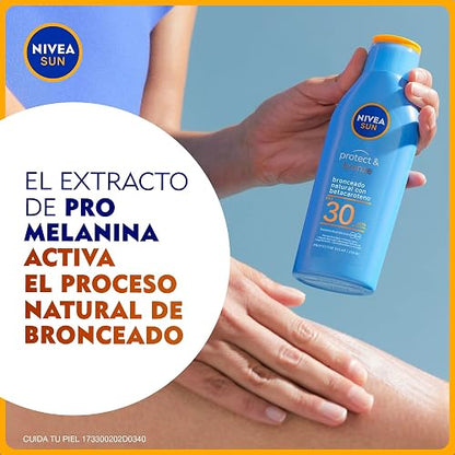 Protector Solar Corporal NIVEA SUN Protect & Bronze FPS 30 200Ml, Bronceado Natural Loción