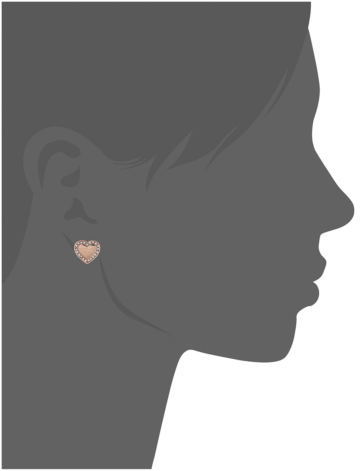 Michael Kors Silver Tone Signature Heart Stud Earrings