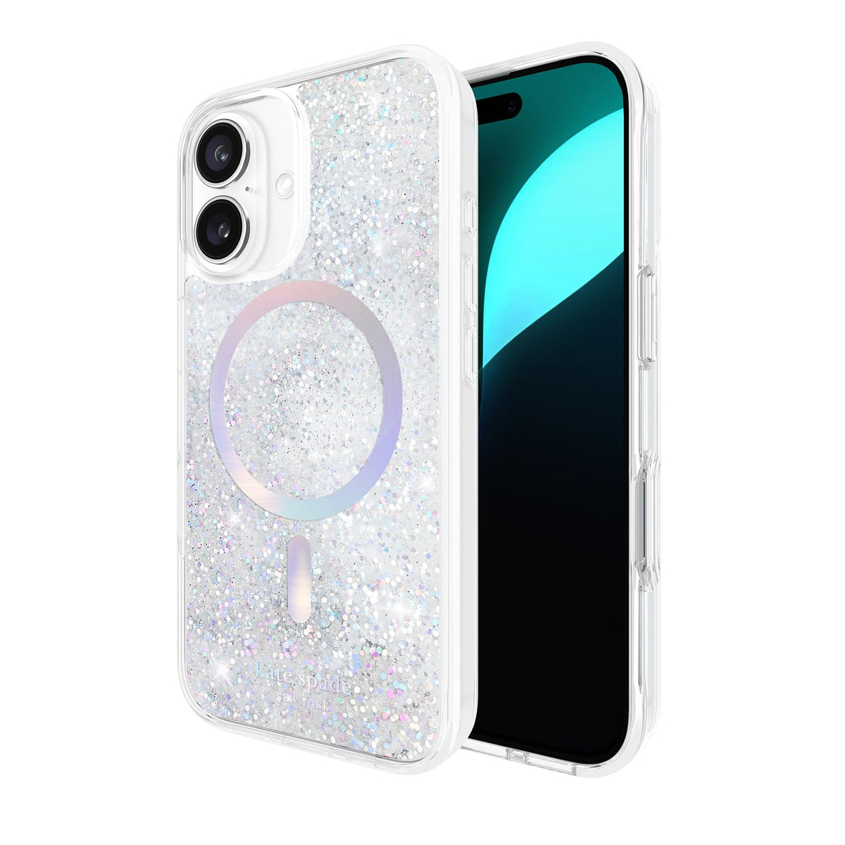Kate Spade New York Funda para iPhone 16 con Detalles de Piedras Preciosas - Brillo líquido iridiscente