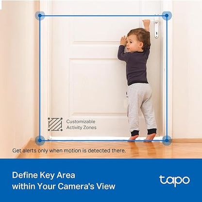 Tapo - Cámara de Seguridad para Interiores y Exteriores, 2K de 3 megapíxeles, detección de gritos y Seguimiento de Movimiento, visión de 360°, visión Nocturna en Color, Almacenamiento SD/Nube