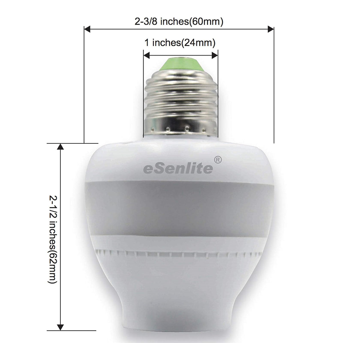 esenlite Radar Sensor de movimiento activado Retrofit LED, luz Sockets COMPATIBLES CFL foco incandescente Lámpara de luz Fixture interior mesa planta decoración para exteriores Base Fija Dusk to Dawn Dimmable Camino