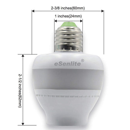 esenlite Radar Sensor de movimiento activado Retrofit LED, luz Sockets COMPATIBLES CFL foco incandescente Lámpara de luz Fixture interior mesa planta decoración para exteriores Base Fija Dusk to Dawn Dimmable Camino