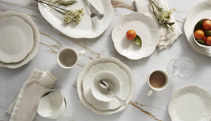 Lenox French Perle Tidbit Plato, Puesto de mesa de 4 piezas, Off - Blanca