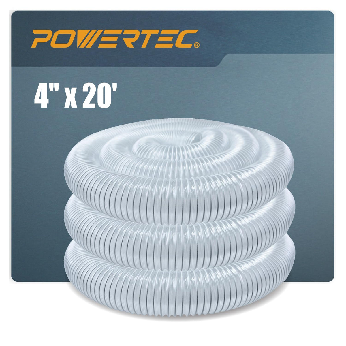 POWERTEC Manguera Flexible de PVC para Colección de Polvo - Manguera de 4 x 20 pies - 4 inch