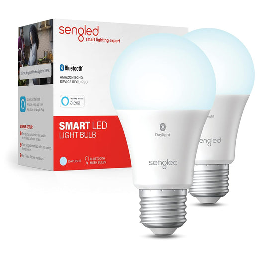 Bombilla inteligente LED Sengled con malla Bluetooth, que funcionan con Alexa, estándar A19, regulable 5000 K, E26 60 W equivalente a 800 lm, 2 unidades – un dispositivo certificado para humanos