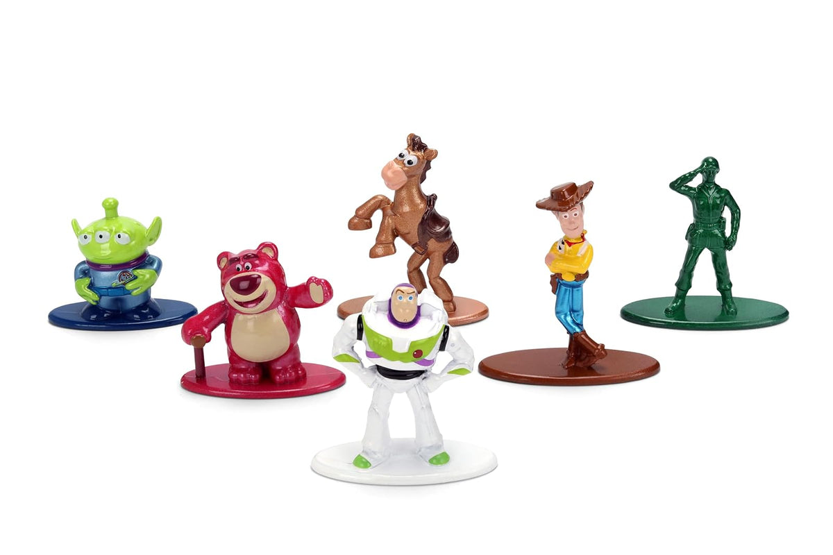 Jada Toy Story Nano Metalfigs - Paquete de 6 Mini Cifras fundidas a Troquel, Escala de 1.65 Pulgadas - Woody, Buzz, Bullseye, Hombre del ejército, Alien, Lotso Toys