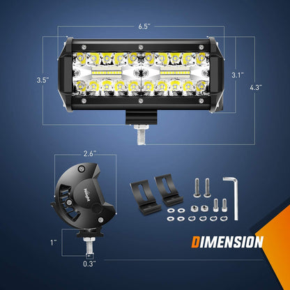 Nilight ZH321 Kit de 2 Barras LED de 120W para Conducción Impermeable Triple Filas con Interruptor 5 Pines y Arnés 16AWG, Blanco