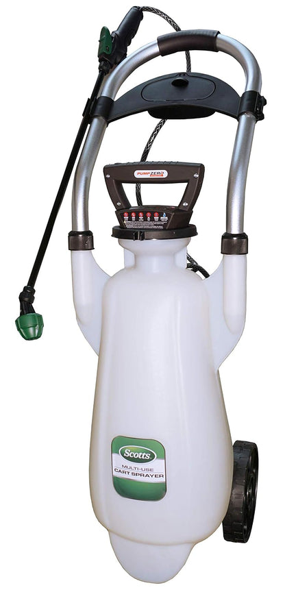 Scotts 190617 Bomba de Iones de Litio Zero Power con Ruedas pulverizador, 3 galones, Color Blanco