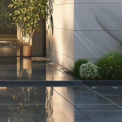 Tecnolite - Lámpara de Piso Exterior para Jardín o Patio Constanza, Emportable con Base E27, Estructura Resistente a la Interperie y la Corrosión, No Incluye Foco Color Satinado