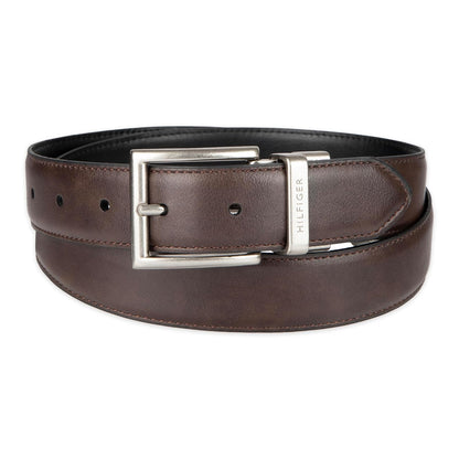 Tommy Hilfiger Cinturón reversible para hombre grande y alto con hebilla de níquel pulido