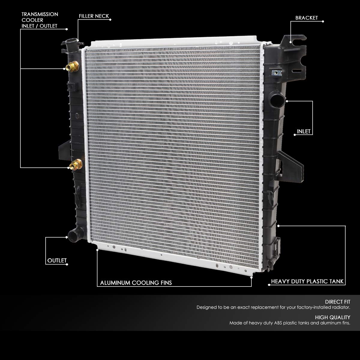 DNA Motoring Radiador de Refrigeración de Aluminio Estilo Fábrica DPI 1824