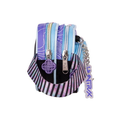 Ruz Lapicera Triple Infantil, Kpop Demon Hunters Cera para Cabello | 100% Poli?ster, Medidas 23 X 10 X 8 Cm, Estuche Escolar para Ni?as con Tres Compartimentos y Pr?ctico Cierre de Cremallera