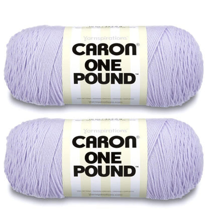 Caron - Hilo lila de una libra - Paquete de 2 unidades de 454 g/16 oz - Acrílico - 4 medianos (peinado) - 812 yardas - Tejer/Crochet