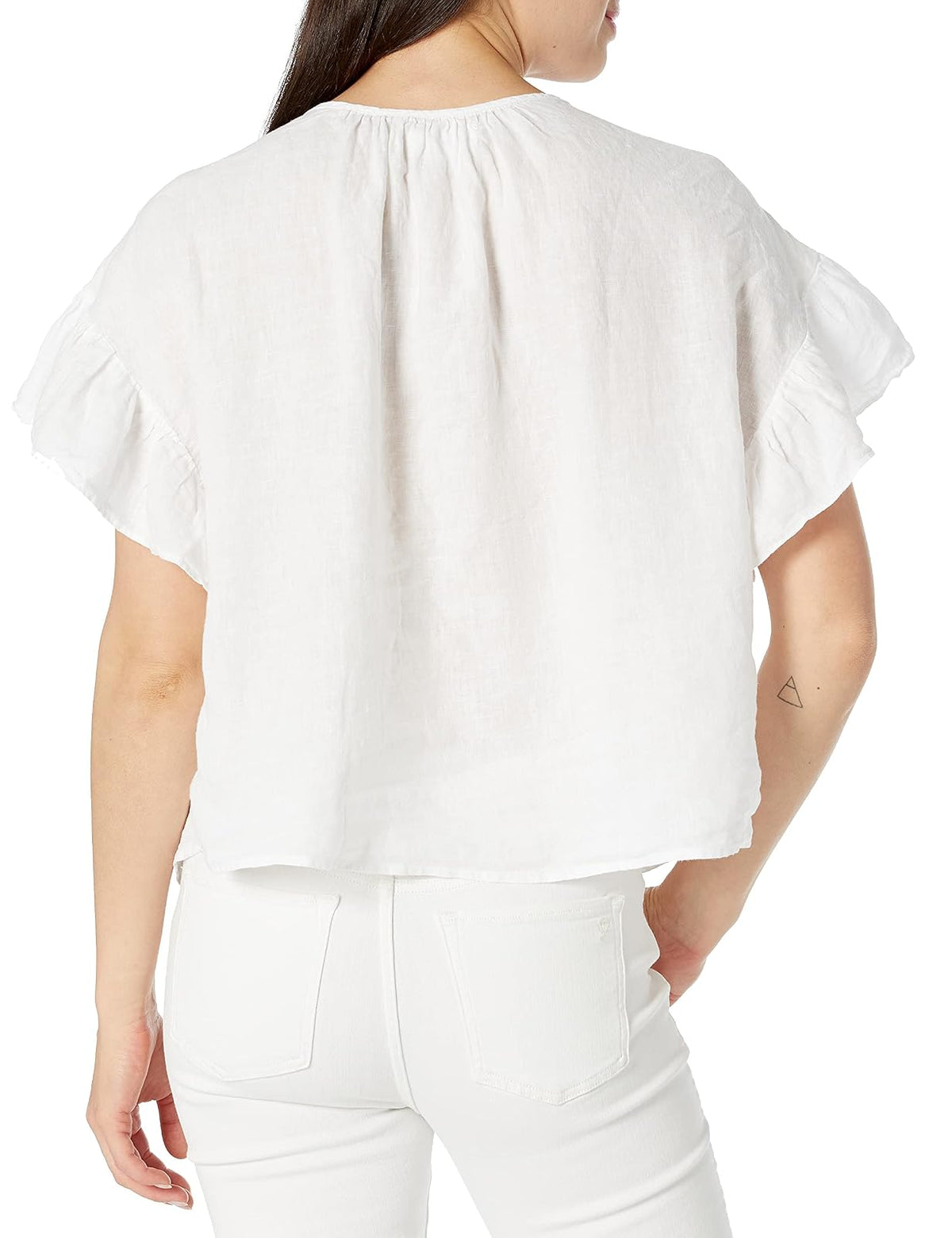Velvet by Graham & Spencer Colleen Camiseta de Lino Tejido con Mangas Volantes Camiseta para Mujer