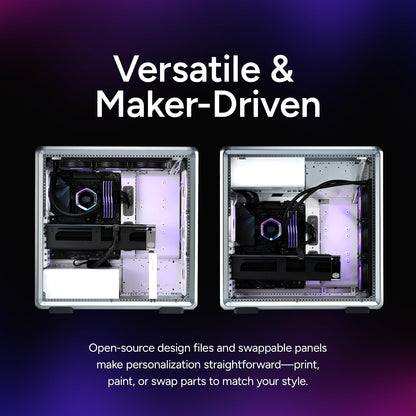 Cooler Master MasterFrame 600 Silver Freeform 2.0 - Half Tower, Paneles Laterales magnéticos, Interior Personalizable, GPU MAX, 410 mm AIO MAX, 420 mm Tipo C, Vidrio MF600-SGNN-S00