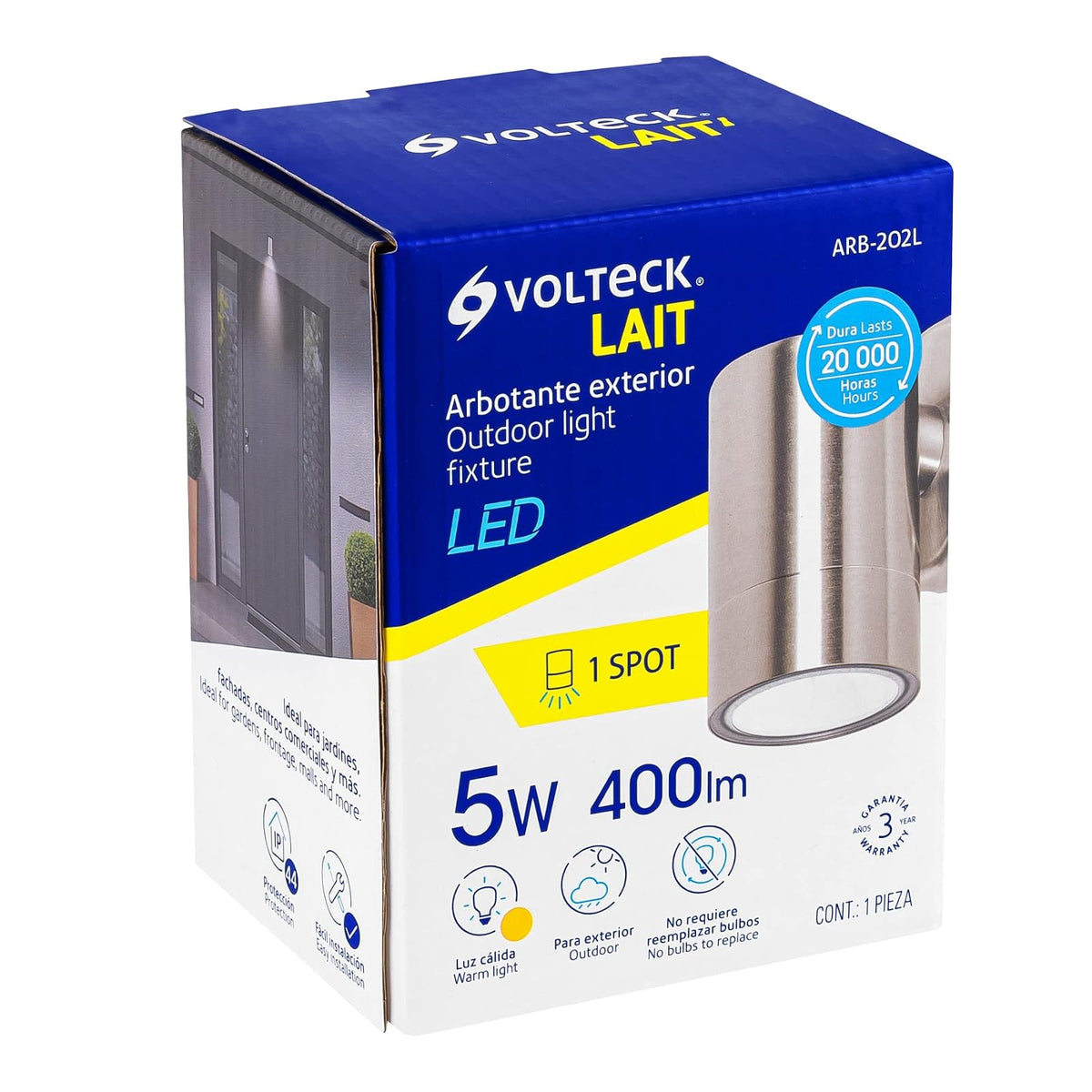 Volteck Lait ARB-202L, Arbotante satín de LED 5 W de acento 1 spot luz cálida