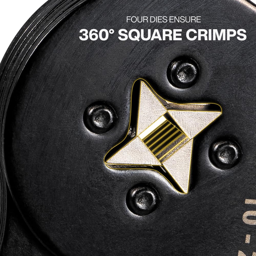 Klein Tools 34060 Juego de herramientas de prensado de virola con alicates cuadrados de carraca, 1200 terminales de cable (10-22 AWG) y estuche de transporte suave para aplicaciones eléctricas