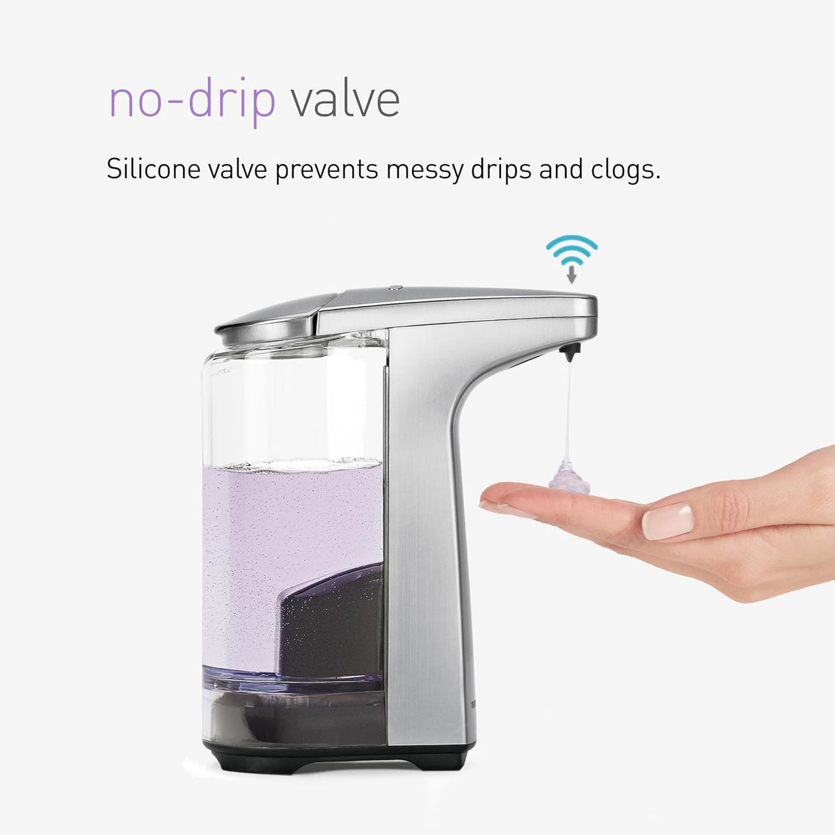simplehuman, dispensador automático de jabón con sensor de 237 ml, níquel cepillado