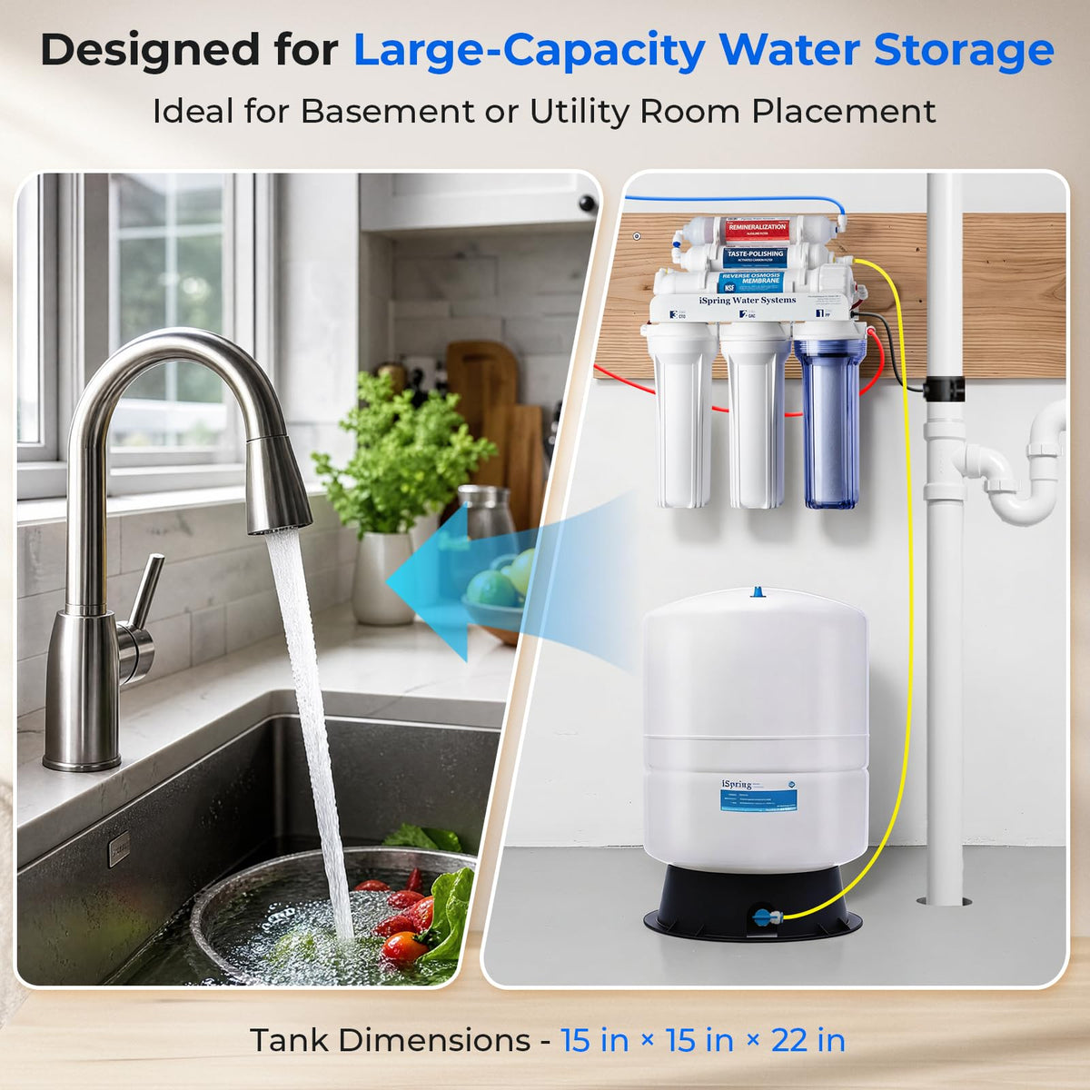 iSpring T11M - Depósito de almacenamiento de agua prepresurizada de 11 galones, 11 galones, color blanco