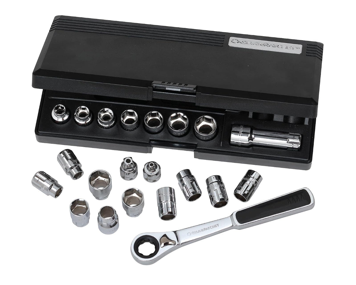 Gearwrench, 25 piezas 1/5.1 cm Drive (30 mm) Pass Thru juego de carraca con bloqueo Flex-Head