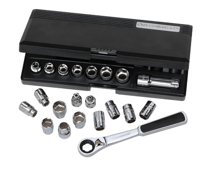 Gearwrench, 25 piezas 1/5.1 cm Drive (30 mm) Pass Thru juego de carraca con bloqueo Flex-Head