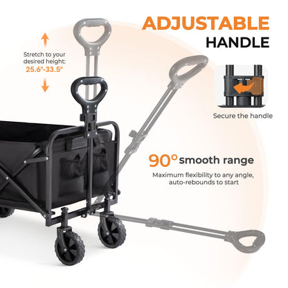 PASAMIC Plegable Wagon 220 Libras, Carros de Carro de Trabajo Pesado, Plegables y portátiles para Combustibles, Carro de Playa con Ruedas Todo Terreno y portabebidas