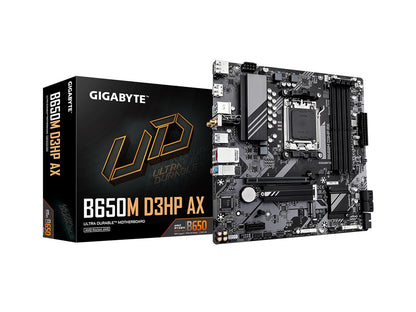 GIGABYTE B650M D3HP AX (Rev. 1.0) AM5 LGA 1718 AMD B650 M-ATX DDR5, 2X PCIe 4.0 M.2, PCIe 4.0, USB 3.2 Gen2 Tipo-C, Wi-Fi 6E, LAN de 2.5GbE