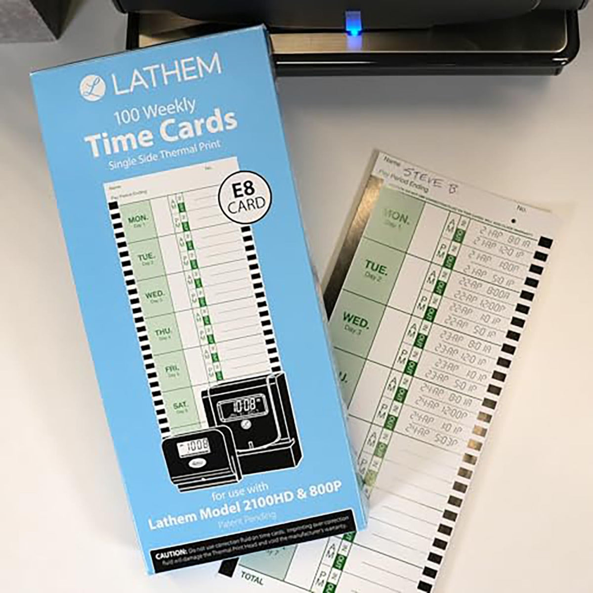 Lathem Tru-Align - Reloj térmico, Tarjetas de Horario, Blanco, 10.16 cm X 22.86 cm