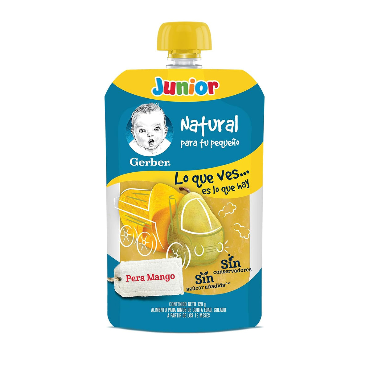 Papilla Gerber Pouch Pera Mango Etapa 4 120g Paquete de 12