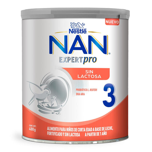 NAN 3 Expert Pro Sin Lactosa Alimento Para Niños Con Hierro 1 Año Lata 400g