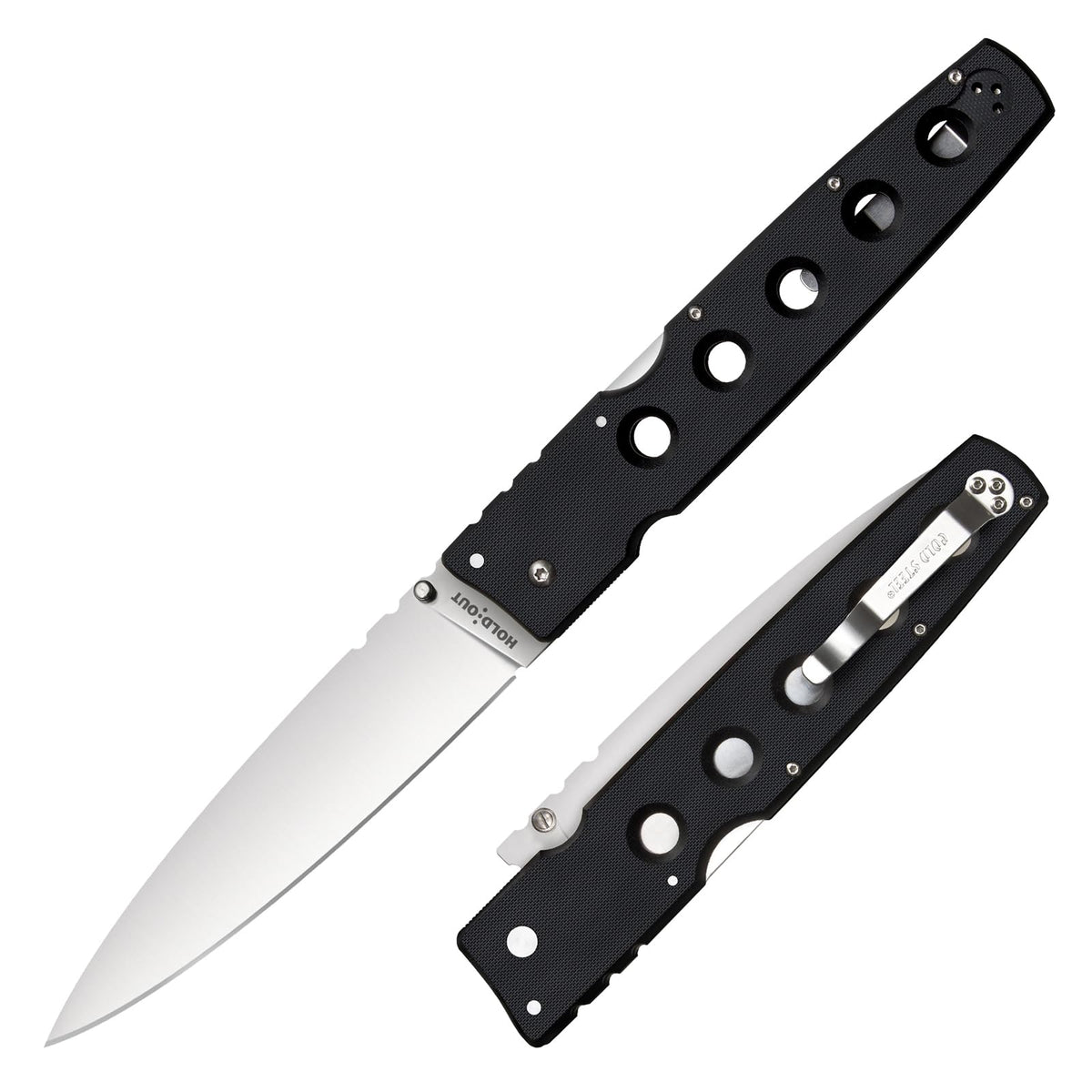 Cold Steel Hold out S35VN - Cuchilla Lisa de 18,24 cm, Mango G-10, Bolsillo de Transporte Diario, Cuchillo Plegable con Bloqueo de Triple Anuncio, Clip de Bolsillo