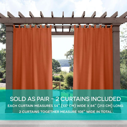 Exclusive Home Cabana - Panel de Cortina Superior de Gancho y Bucle para filtrar la luz, 54 x 84 Pulgadas, Color Naranja meca, Juego de 2