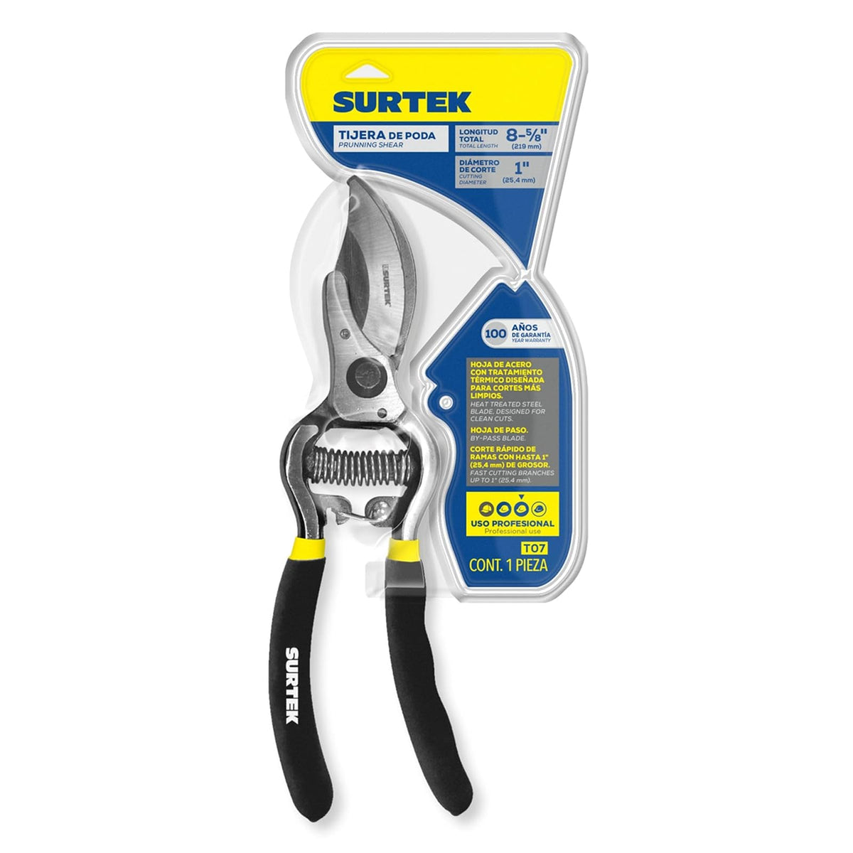 Surtek T07 Tijeras para poda a una mano 8" forjada de paso