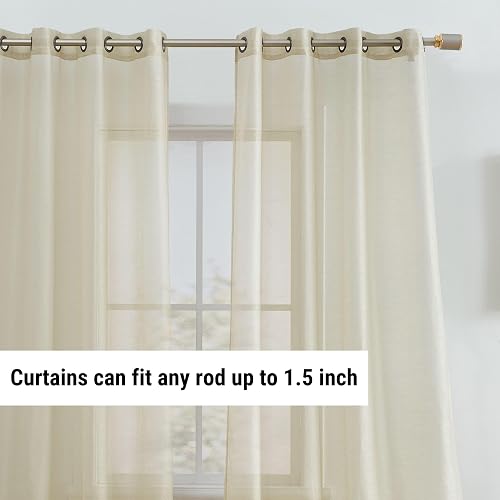 Hlc.Me - Cortina De 2 Piezas De Gasa Semitransparente Con Ojales Para Dormitorio Y Sala De Estar (54 Pulgadas De Ancho X 63 Pulgadas De Largo, Beige)
