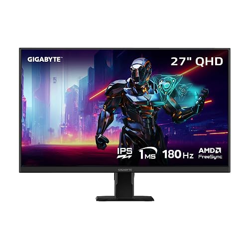 GIGABYTE - GS27QA SA - Monitor IPS Gaming de 27 Pulgadas - QHD 2560x1440-180Hz - MPRT de 1 ms - AMD FreeSync - HDMI, DP - Negro